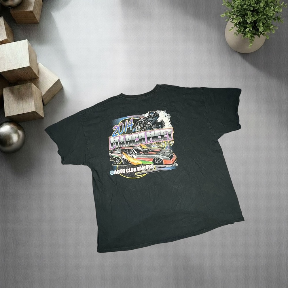 2014 March Meet Auto Club Famoso Raceway Drag Racing Graphic T-Shirt Black 3XL